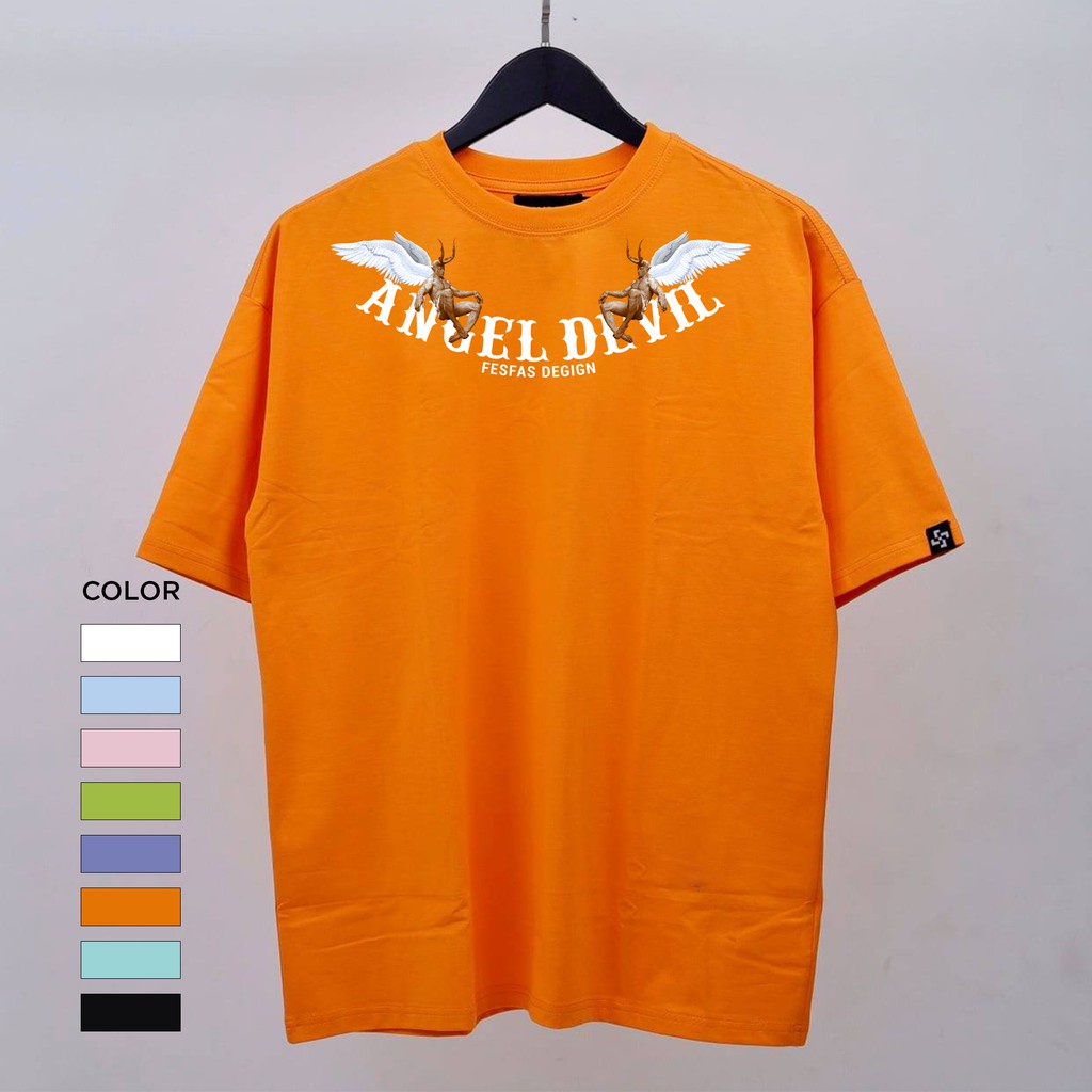 Áo thun ANGEL DEVIL, phong cách unisex form rộng tay ngắn, Lamo store (V46)