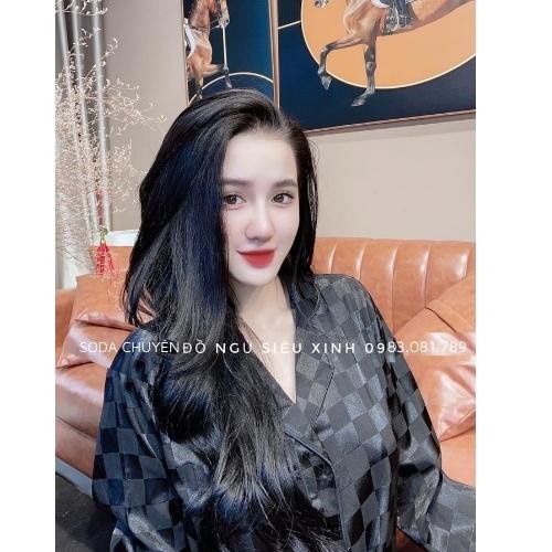 Đồ Bộ Ngủ Pijama Lụa Gấm Cao Cấp Áo Dài- Quần Dài - Bộ Mặc Nhà Siêu Hot