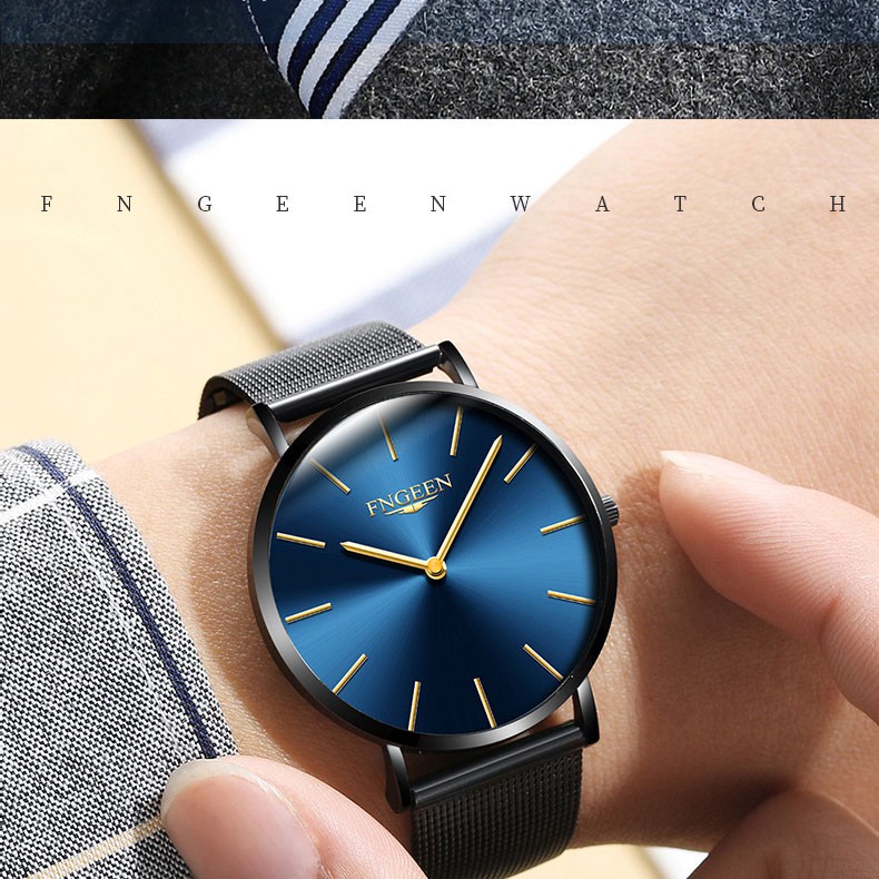 (TRỢ GIÁ KHỦNG) Đồng Hồ Nam FNGEEN Chạy 2 Kim Doanh Nhân 2018 Dây Thép Mành Cao Cấp_Full Box | BigBuy360 - bigbuy360.vn