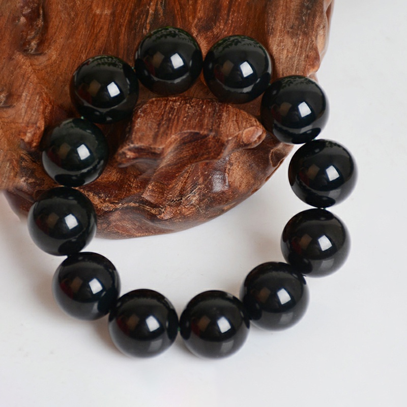 Vòng Tay Đá obsidian Tự Nhiên Màu Đen Mang Lại May Mắn