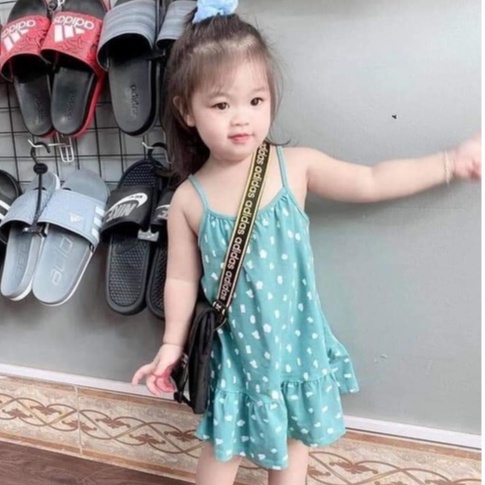 Đồ bộ bé gái - Bộ 2 dây bé gái - Set hoa Liti áo babydoll quần short size 7-18 kg, SUN KID'S