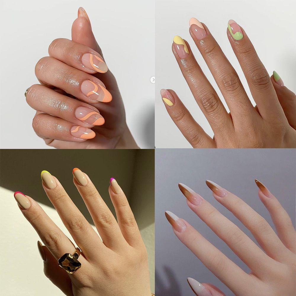 MIHAN1 Hộp 24 Móng Tay Giả Thời Trang Cho Nữ