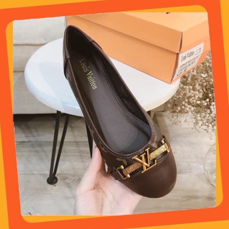 Giày búp bê, Bệt LV hoa tag vàng fullbox + bill + túi giấy size 35-38