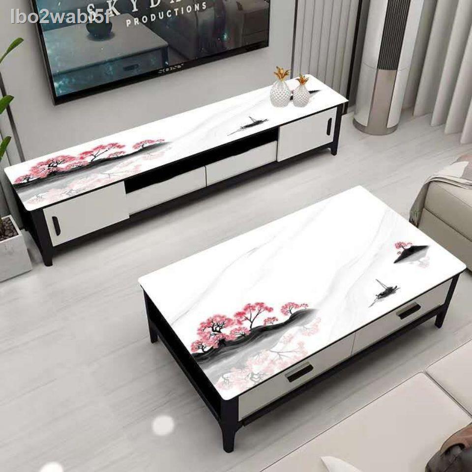 ❀ ✾  lbo2wabi5f PVC kính mềm không thấm nước và dầu Tủ tivi mờ hình chữ nhật bằng đá cẩm