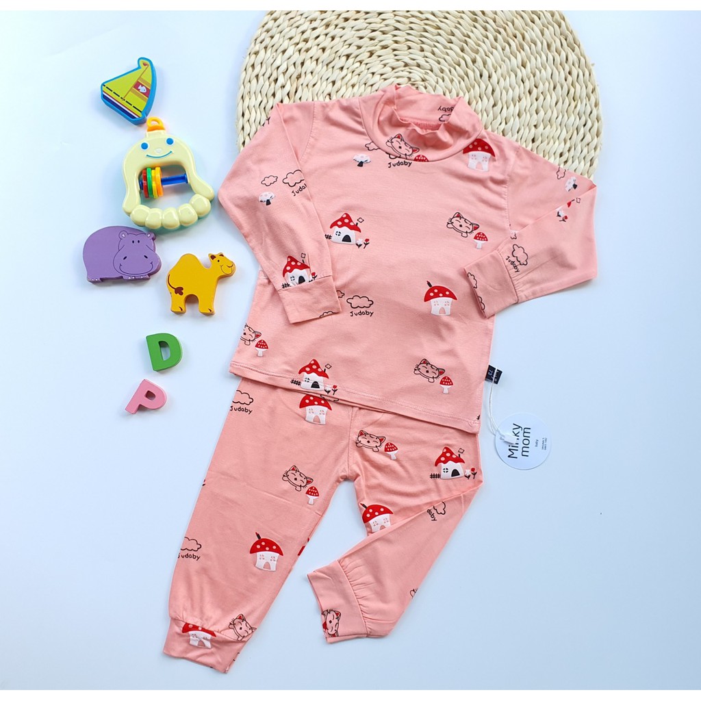 Bộ thun lạnh dài tay Minky Mom cao cổ cho bé ấm áp mua đông