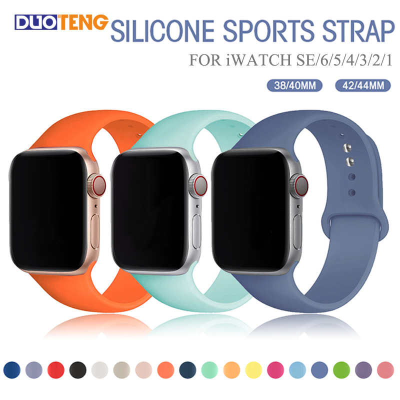 Dây Đồng Hồ Silicon Cho Đồng Hồ Thông Minh Apple Watch 7 SE 6 5 4 3 2 1 38mm 40mm 42mm 44mm