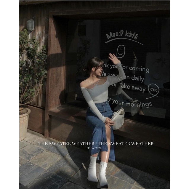 [HÀNG SẴN]ÁO LEN TĂM DÂY MẢNH CHÉO CỔ HỞ VAI SIÊU SEXY