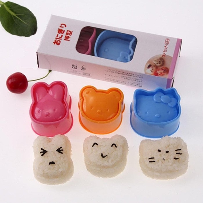 Set 3 khuôn làm cơm nắm 3 trong 1 hình Hello Kitty dễ thương cho bé