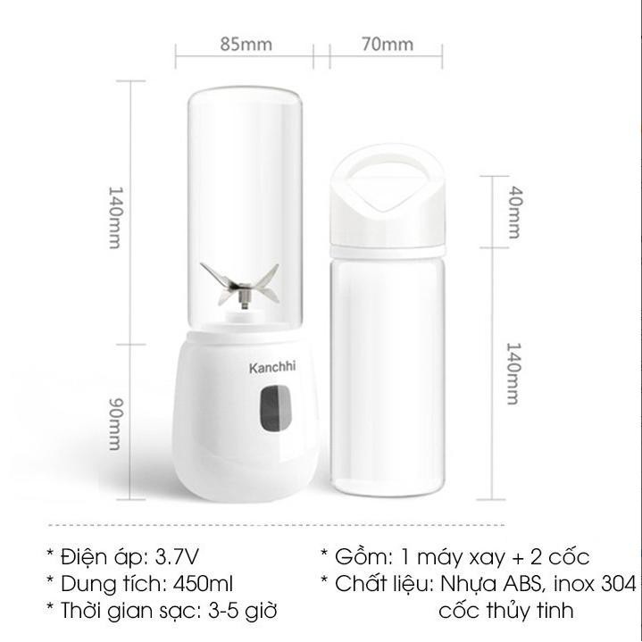 [GIÁ SIÊU SỐC] Máy xay sinh tố cầm tay KANCHI 6 Lưỡi 2000Mah xay đá, chống nước