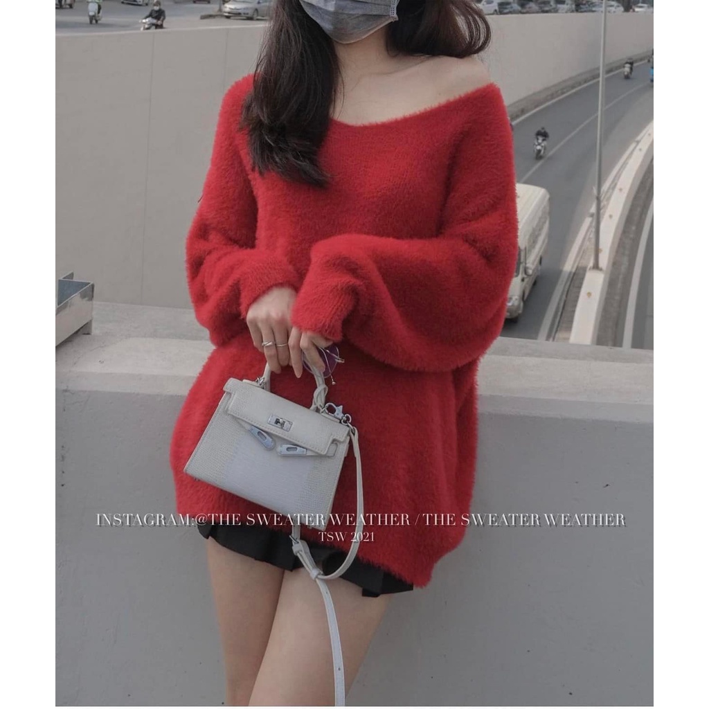 Áo len cổ V lông thỏ siêu mềm mại freesize v1 120cm