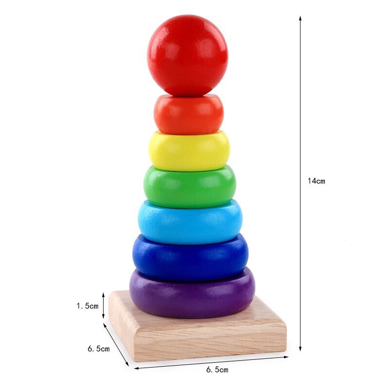 Bảng tháp gỗ xếp chồng 7 màu cho bé