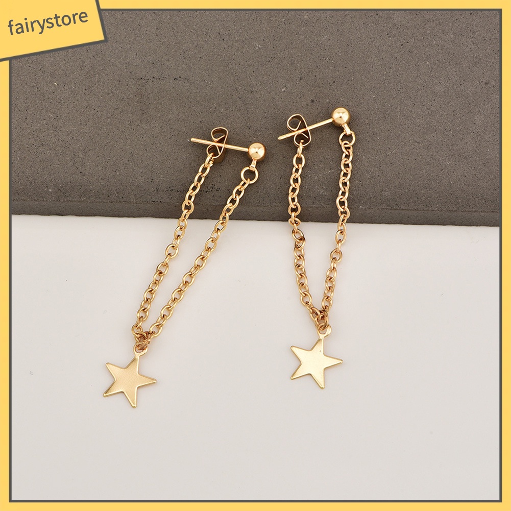 Khuyên Tai Dáng Dài Hình Ngôi Sao Năm Cánh Thời Trang Cho Nữ