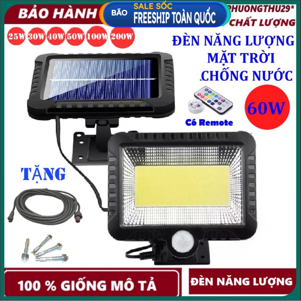 Đèn năng lượng mặt trời 120 Led COB có điều khiển , siêu sáng cảm biến hồng ngoại, kèm 5m dây tiện lợi . .