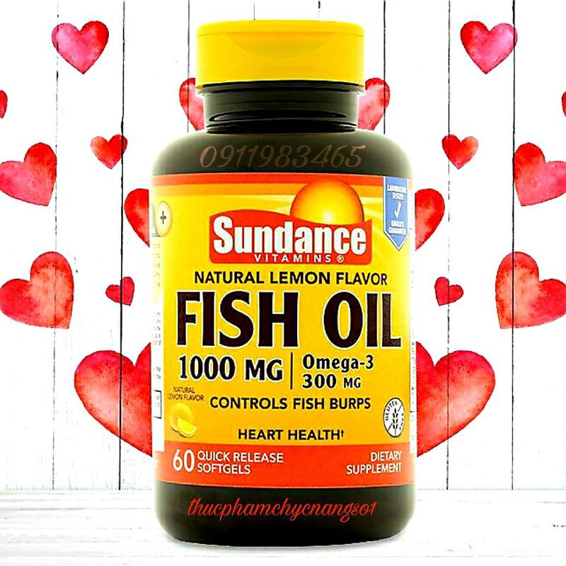 Fish Oil Omega 3 1000mg SunDance 60 Viên Hàng Mỹ Cam Kết Chính Hãng