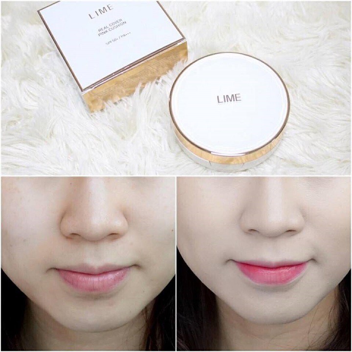 Phấn nước kiềm dầu Lime Real Cover Pink Cushion SPF50+ PA+++