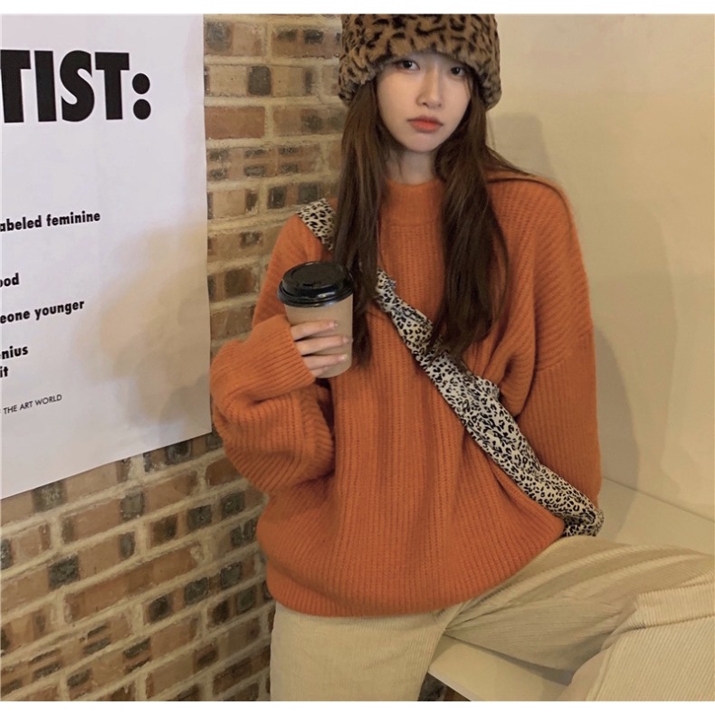 Áo Sweater Dáng Rộng Dày Dặn Phong Cách Hàn Quốc Thời Trang Thu Đông Mới Cho Nữ