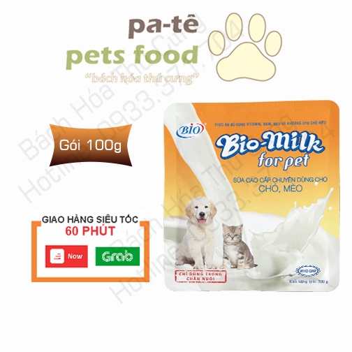 [Mã PET50K giảm Giảm 10% - Tối đa 50K đơn từ 250K] Sữa bột dinh dưỡng cho chó mèo Bio Milk For Pet - Gói 100g