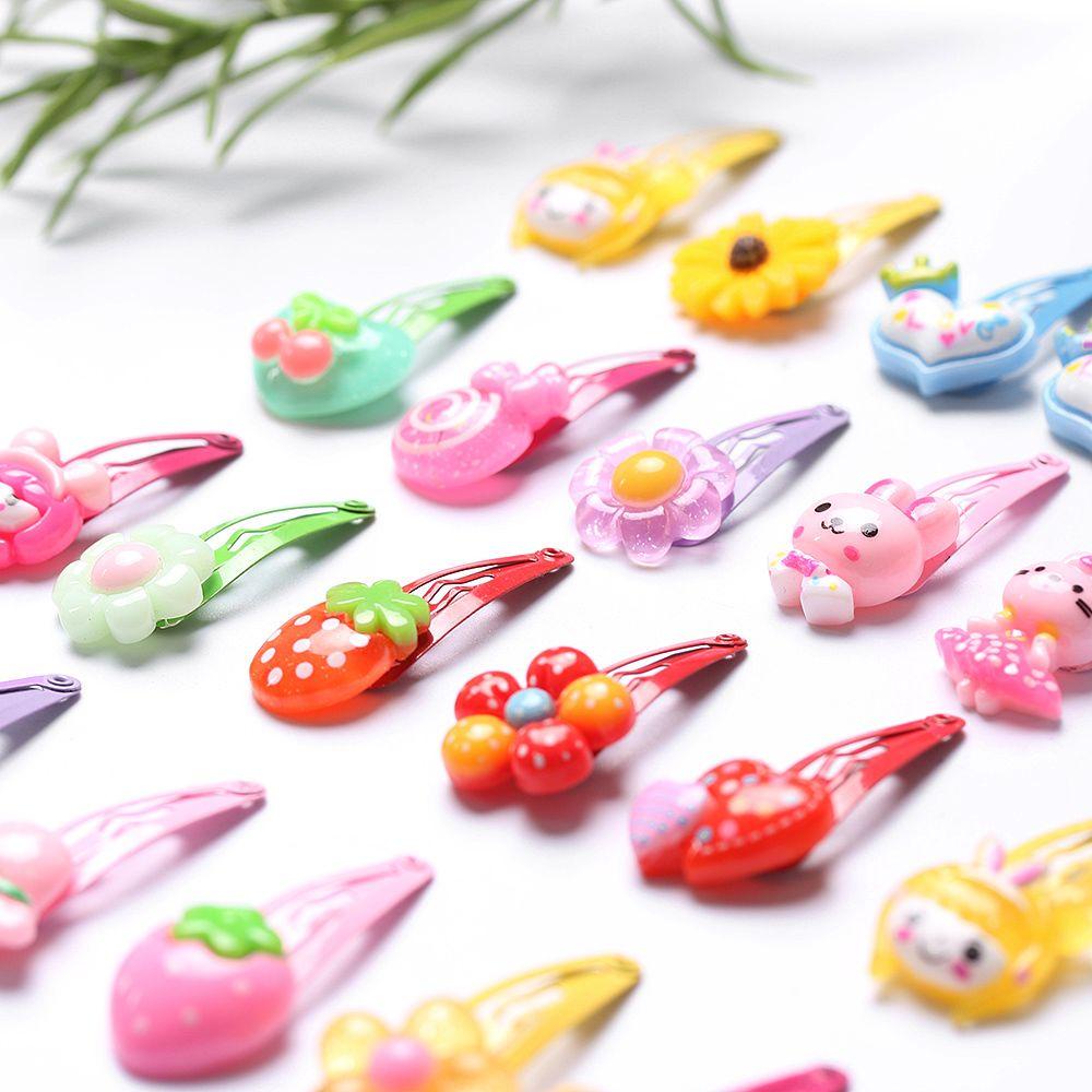 Set 10 / 20 Kẹp Tóc Hình Hoa Hoạt Hình Nhiều Màu Sắc Cho Bé Gái