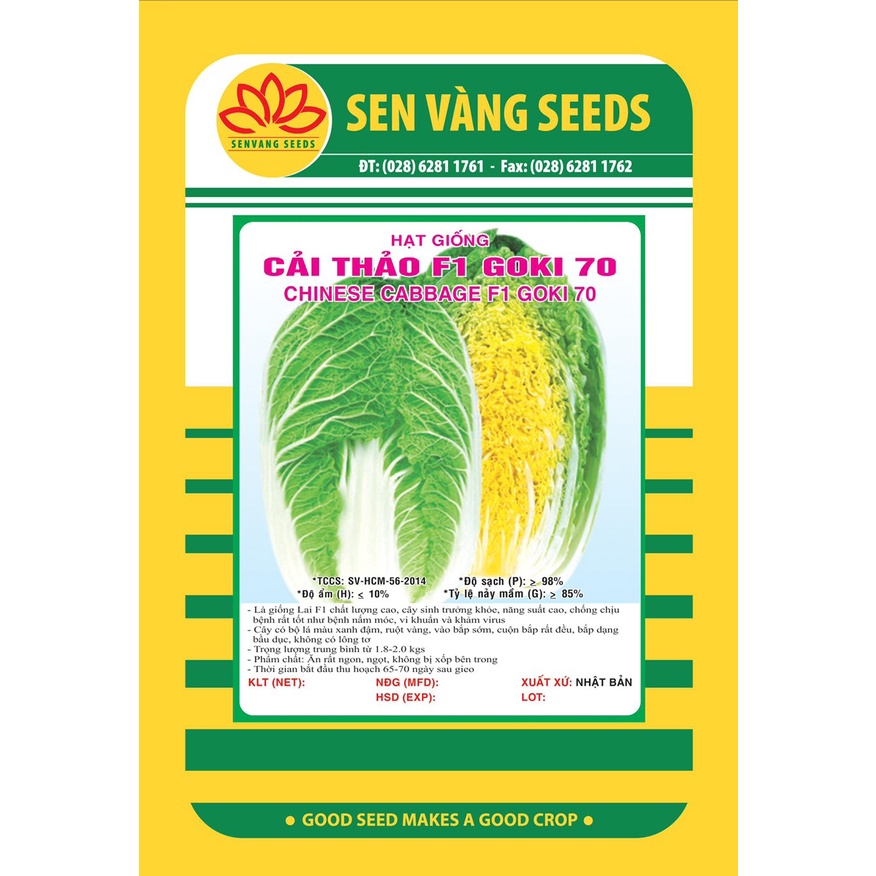 Hạt giống Cải Thảo F1 Goki 70 (1g) | Sen Vàng | VTNN Cần Thơ