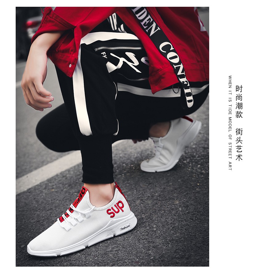 Giày Sneaker Nam thể thao màu trắng cổ cao cho học sinh phong cách Hàn Quốc TAKUTA mã SUT