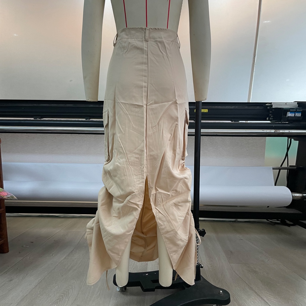 Chân Váy Dài y2k Có Dây Rút Màu Sắc Đơn Giản Thời Trang Mùa Hè Cho Nữ (lỏng lẻo)