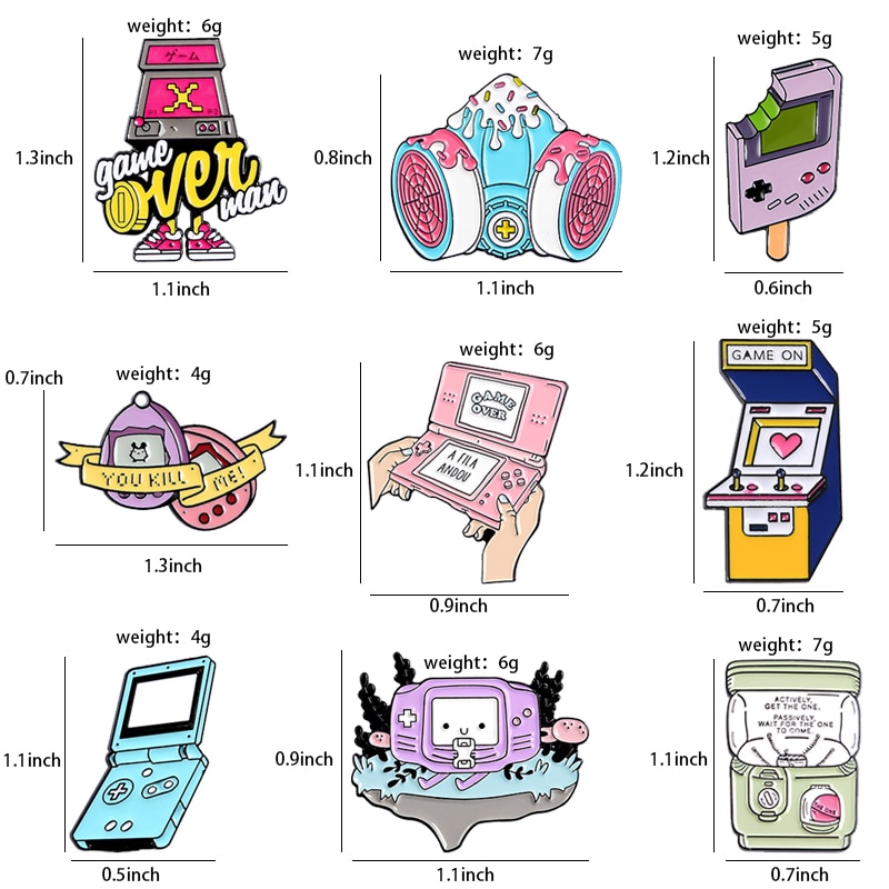 Ghim cài áo QIHE JEWELRY thiết kế máy chơi game cầm tay trang trí quần áo/ làm quà cho bạn bè
