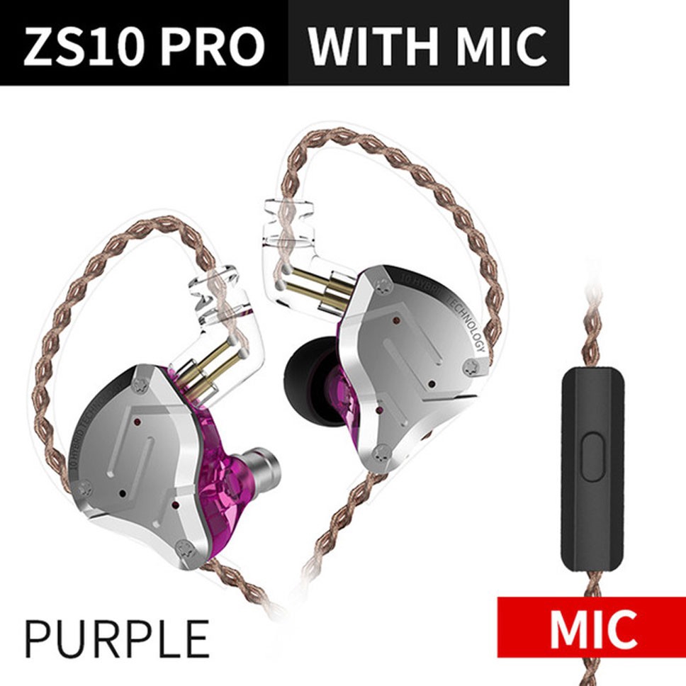 Tai nghe nhé tai dây xoắn KZ ZS10 Pro phong cách thể thao