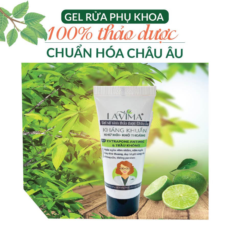 Tuýp rửa phụ khoaLAVIMA 20g- Huyết trắng, nấm ngứa, lộ tuyến