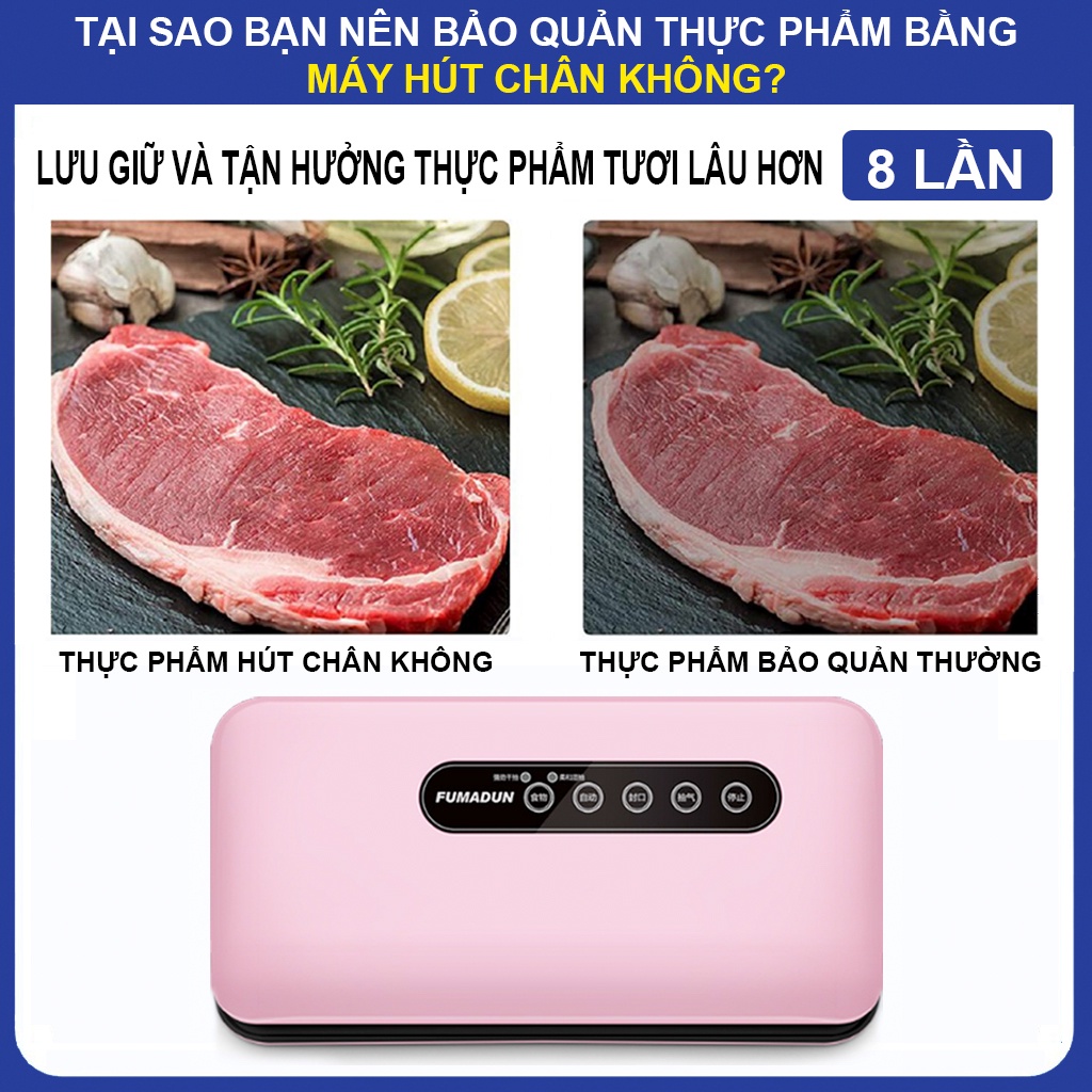 Máy hút chân không thực phẩm hàn miệng túi cao cấp, máy hút chân không bảo quản thực phẩm an toàn tiện lợi tặng kèm túi