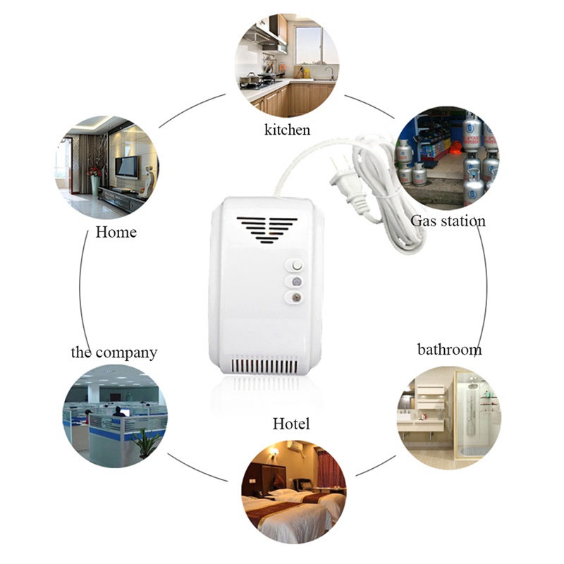 2 cái 12V LPG Propan Butane Khí dễ cháy phát hiện cảnh báo rò rỉ Cảm biến LED Đèn Flash Báo động âm thanh Động cơ Báo động An ninh gia đình