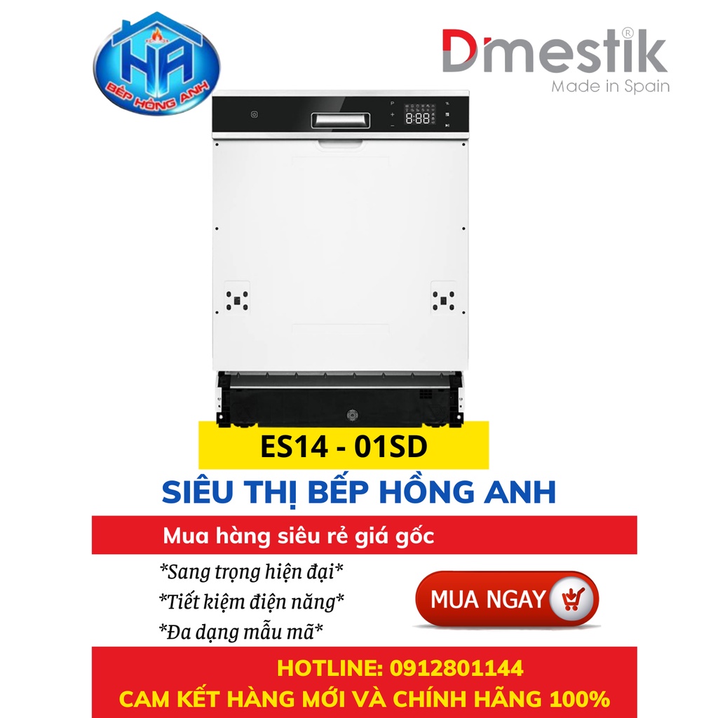 Máy Rửa Bát Dmestik ES 14 - 02 SM - Thiết Kế Âm Tủ, Thép Không Gỉ - Hàng Chính Hãng
