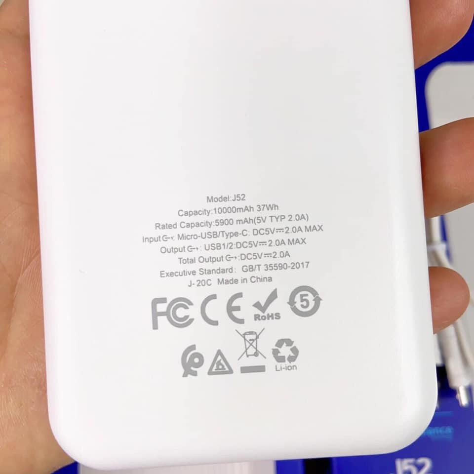 Pin sạc dự phòng Hoco J52 New joy 10000 mAh  Dành cho điện thoại i-Phone iP Huawei Samsung Oppo Realme