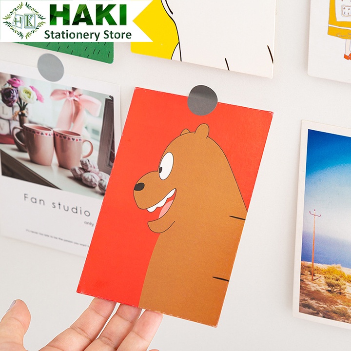 Sticker cute hình tròn dễ thương HAKI 1 tấm 48 sticker trang trí sổ vở giá rẻ ST25