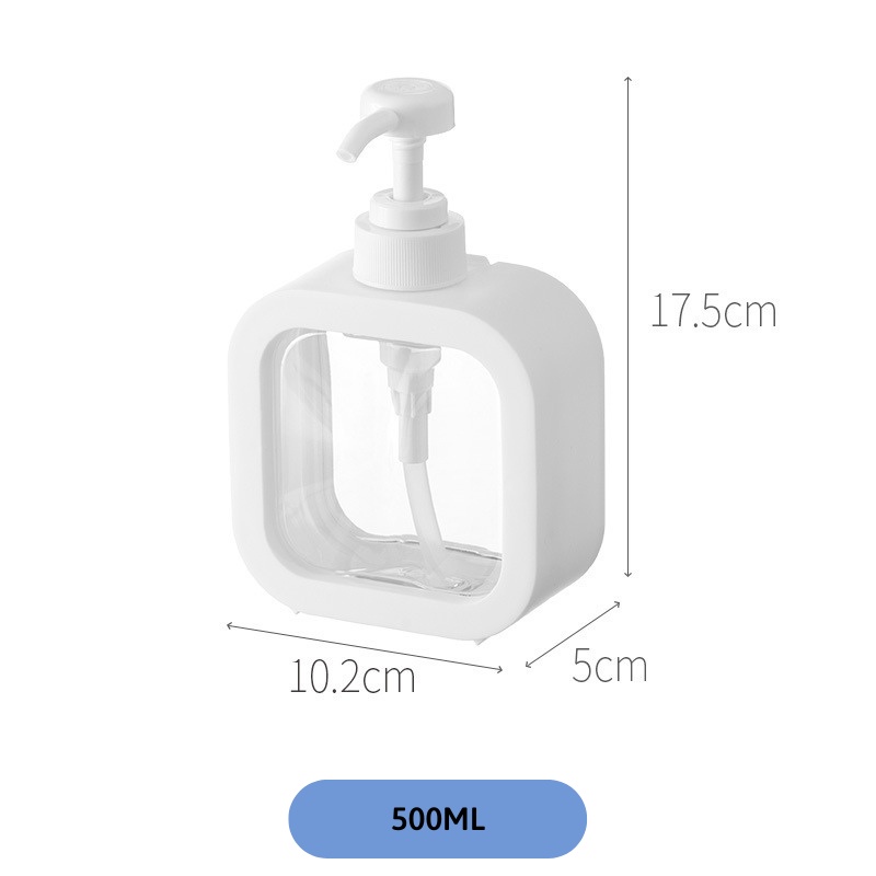 Bình chiết thể tích 500 ml dáng vuông đựng nước rửa tay sữa tắm dầu gội nước rửa chén Xiaomimi D1.120