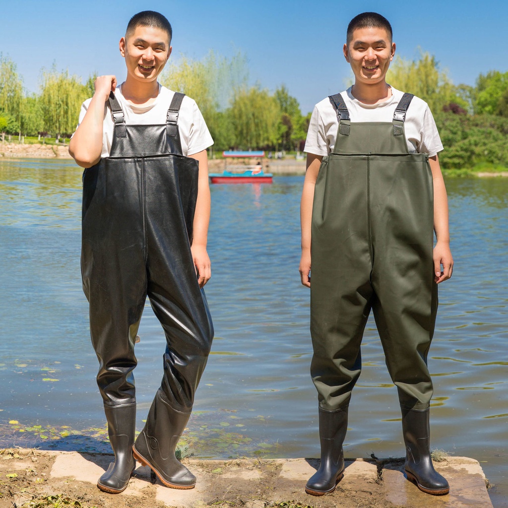 Quần chống thấm nước dày mòn đi mưa cái nĩa rạch nửa chiều dài một mảnh câu cá áo giày
