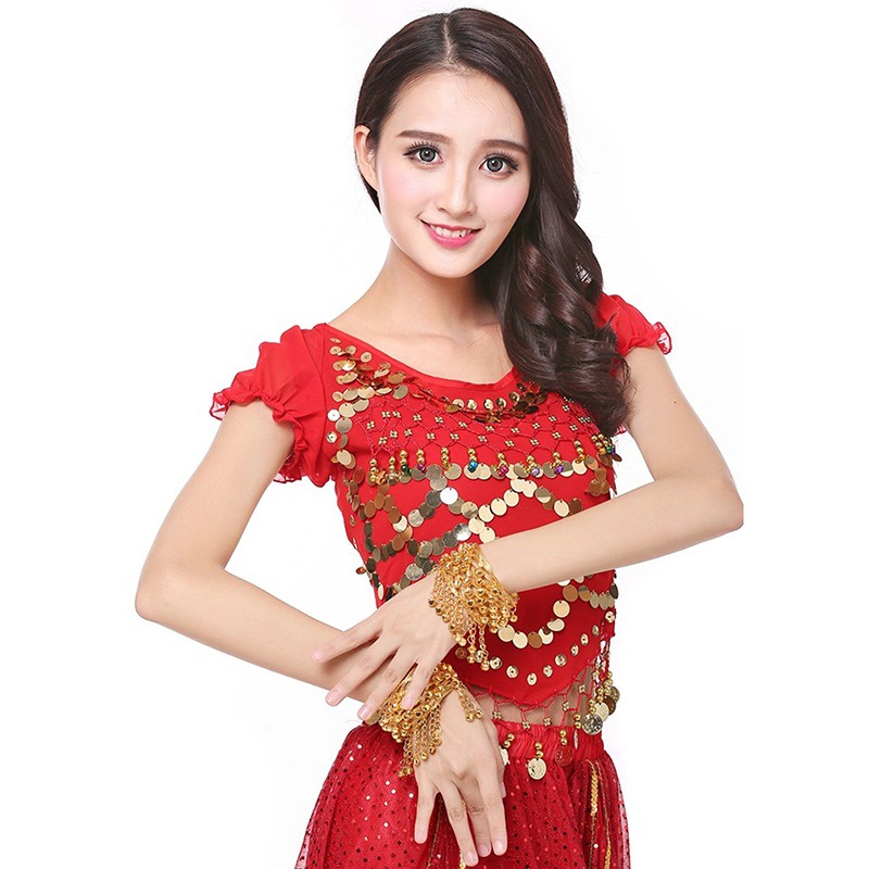1 Vòng Đeo Cánh Tay Dạng Chuỗi Xích Bằng Kim Loại Gắn Chuông Nhảy Múa Bụng Kiểu Ấn Độ