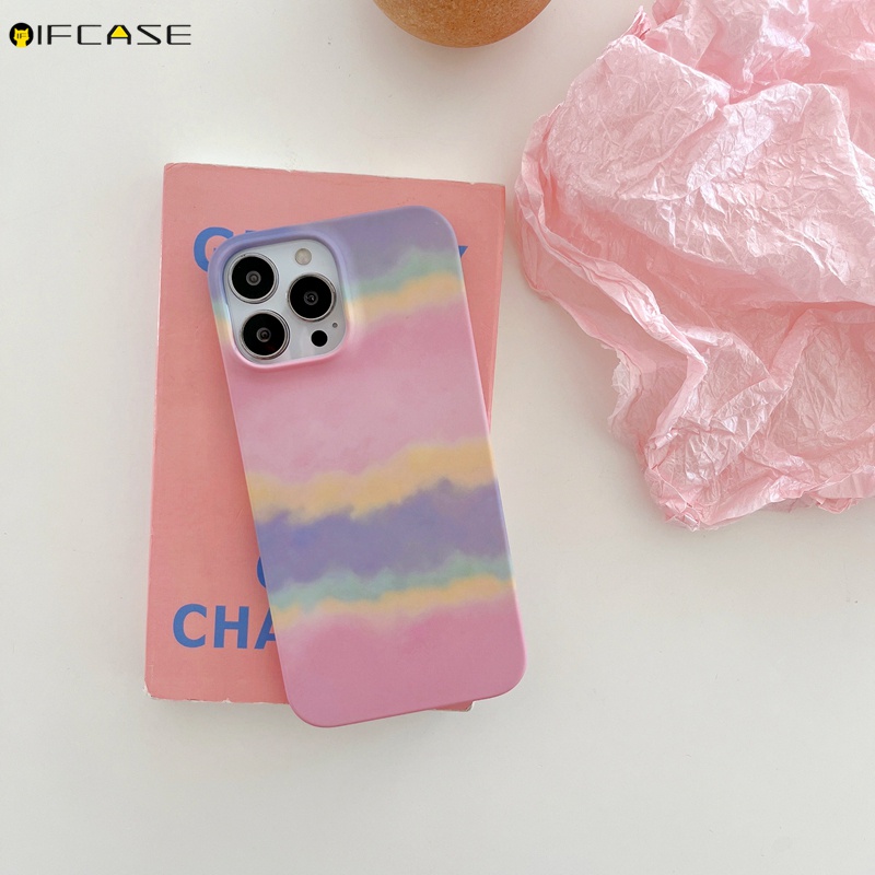 Ốp Điện Thoại Cứng Màu Gradient Họa Tiết Cầu Vồng Cho iPhone 13 12 12 11 Pro Max XS Max XR X 7 8 Plus