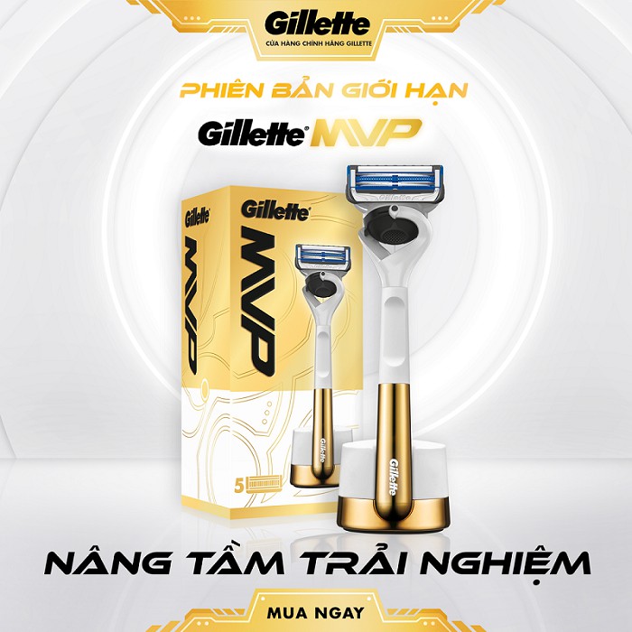 Dao Cạo Râu Gillette MVP Gồm 1 Cán Dao và 5 Đầu Dao Cạo