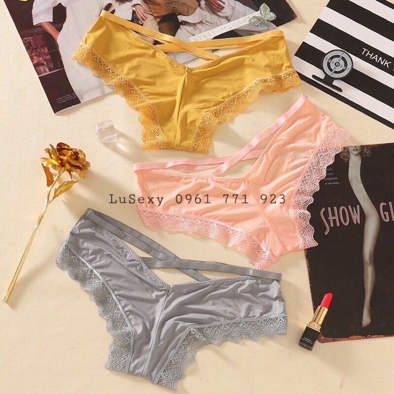 QUẦN LÓT NỮ CHÉO DÂY CAO CẤP gợi cảm - Quần lót su đúc kiểu Nhật Thái sexy đẹp kháng khuẩn màu đen da trắng đỏ xanh vàng