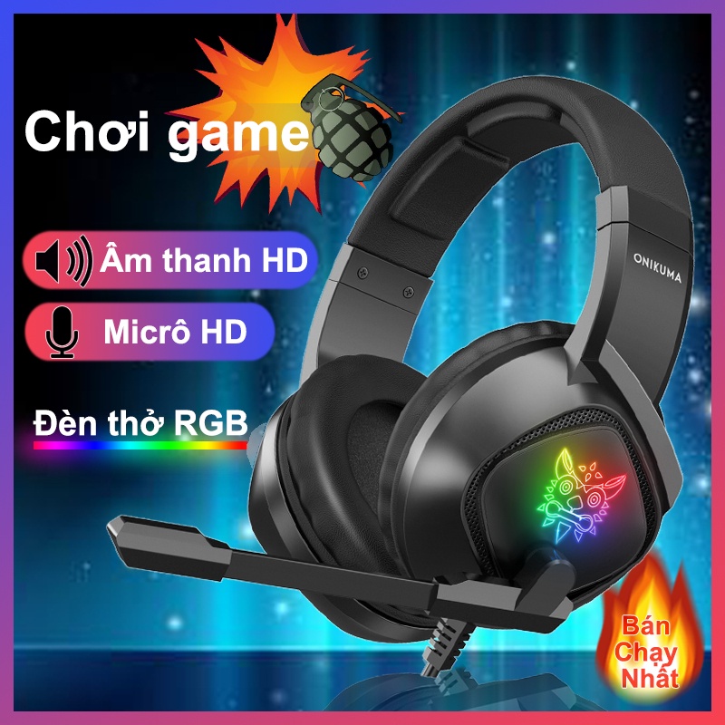 Tai nghe chụp tai Gaming ONIKUMA K19 có mic Chơi game Headphone có dây, RGB, Máy tính xách tay, PC, Điện thoại, Laptop | BigBuy360 - bigbuy360.vn