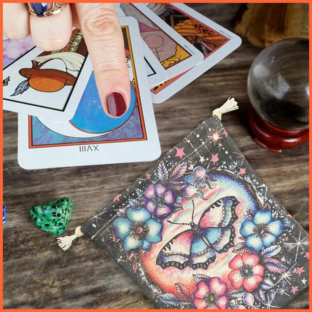 Túi Dây Rút Đựng Bài Tarot 5.12x7.09in In Họa Tiết Bướm Xinh Xắn Chống Thất Lạc Tiện Dụng