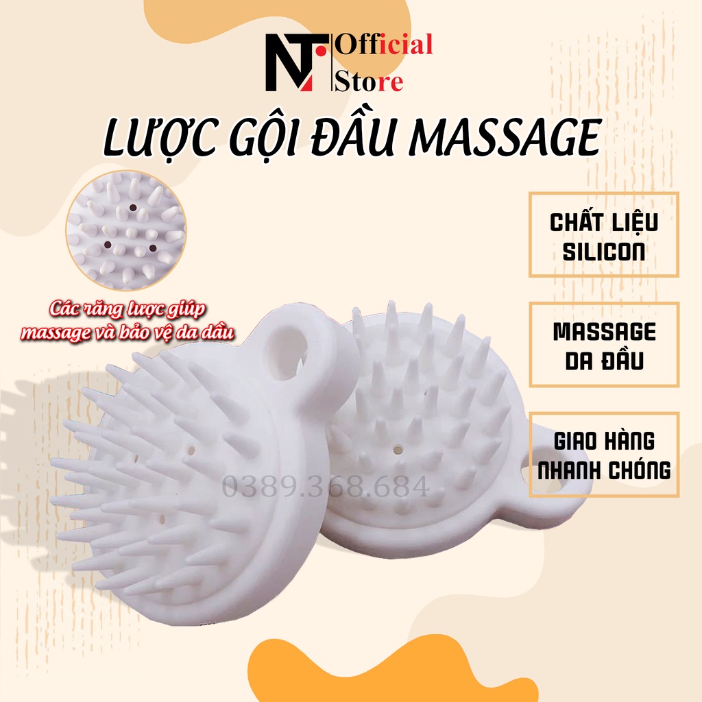 Lược gội đầu massage da đầu xuất Nhật, chất liệu Silicon mềm cao cấp giúp thư giãn, bảo vệ da đầu - NT Store