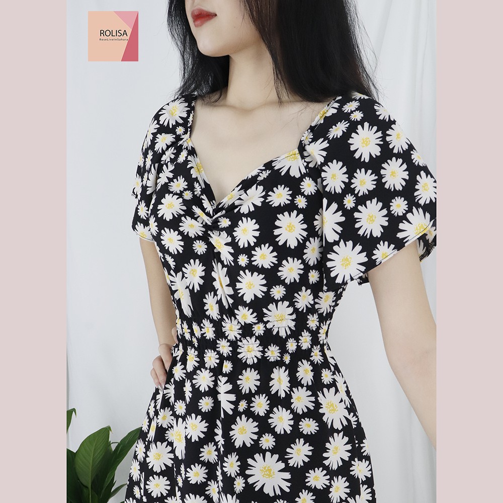 [Mã SKAMSALEP6 giảm 10% tối đa 100K đơn 150K] Đầm váy nữ hoa cúc hot trend, dáng xoè, dễ thương, dạo phố Rolisa RD050 | BigBuy360 - bigbuy360.vn