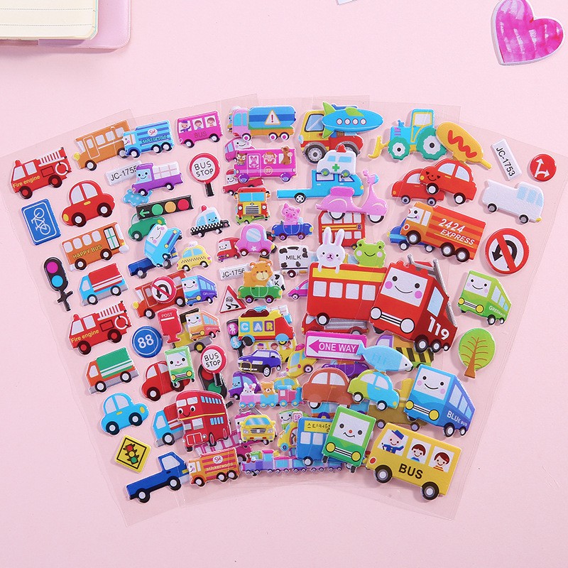 Sticker Dán Cho Bé Hình Dễ Thương Ô Tô Máy Bay Khủng Long 059