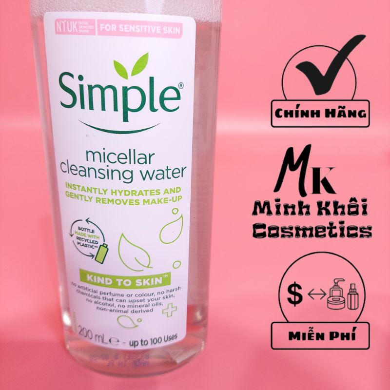 Nước Tẩy Trang Simple Micellar Cleansing Water 200ml (Chính Hãng)