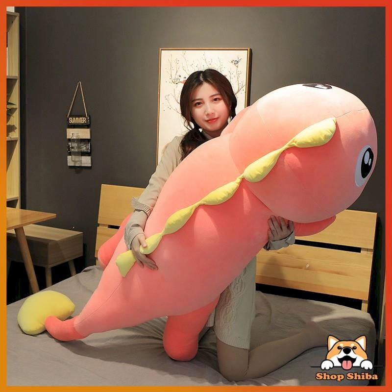Gấu Bông Khủng Long Nằm Siêu Cute, Thú nhồi bông nhân vật Khủng Long màu hồng, xanh cực đẹp