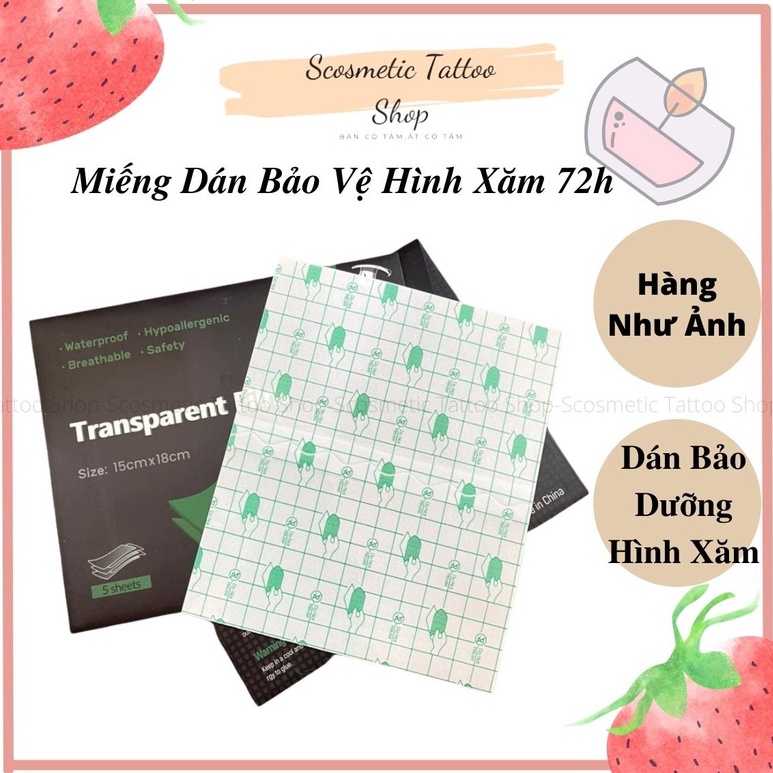 Miếng dán bảo vệ hình xăm 72h,dán bảo dưỡng hình xăm giúp đều màu giữ ẩm-1 Set 5 miếng