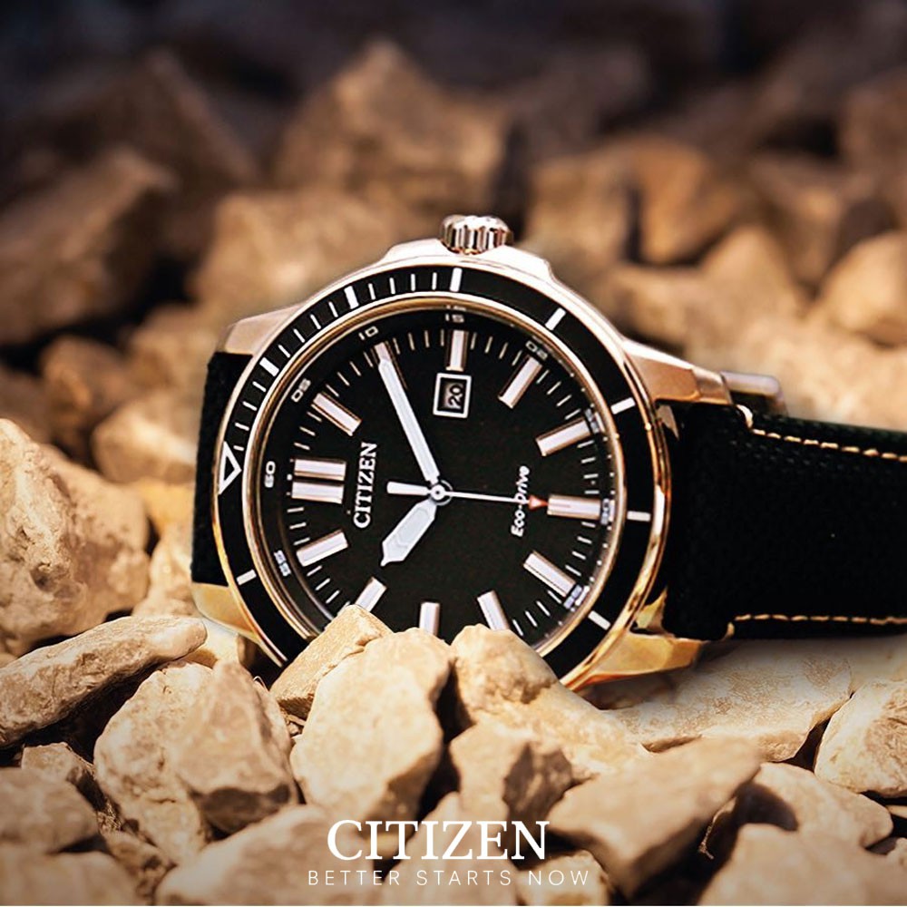 [Mã FARSBR243 giảm 15% đơn 249K] Đồng Hồ Citizen Nam Dây Vải Eco-Drive (Năng Lượng Ánh Sáng) AW1523-01E - Mặt Đen (45mm)