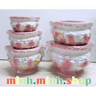 Lư hương quai sứ 8inch hồng