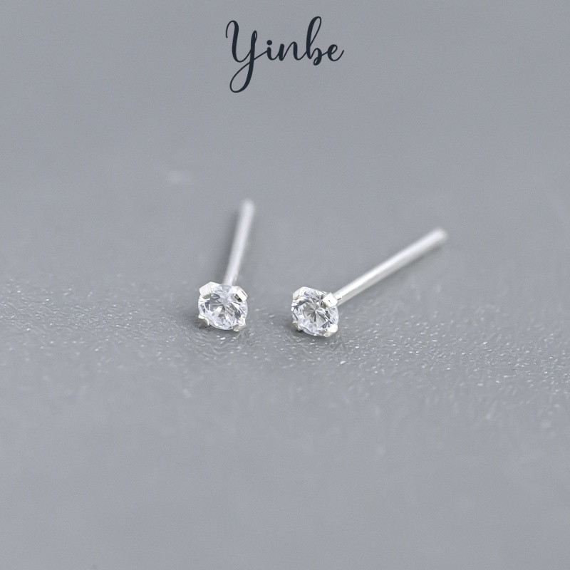 Bông tai nụ đá size mini 2mm khuyên tai bạc Yinbe Silver bạc s99 đeo tai, mũi (có bán lẻ 1 chiếc) chốt bạc